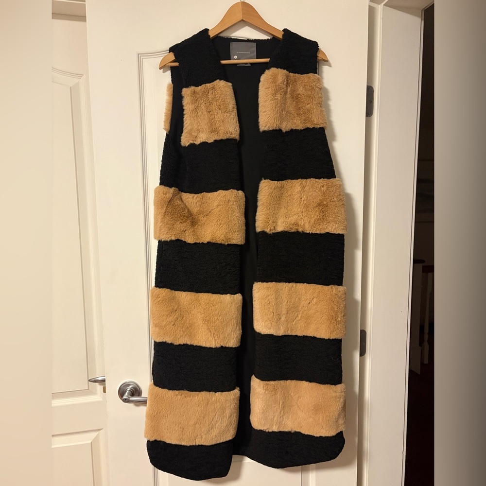 Anthropologie Black and Tan Striped Vest